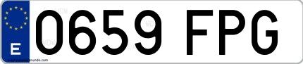 Ejemplo de matrícula española 0659 FPG