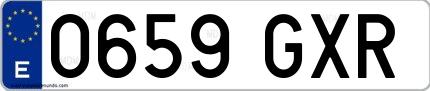 Ejemplo de matrícula española 0659 GXR