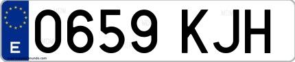 Ejemplo de matrícula española 0659 KJH