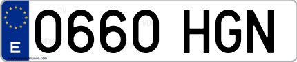Ejemplo de matrícula de coche ordinaria 0660 HGN