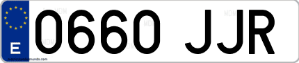 Ejemplo de matrícula de coche ordinaria 0660 JJR