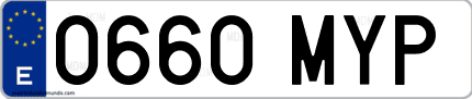 Ejemplo de matrícula de coche ordinaria 0660 MYP