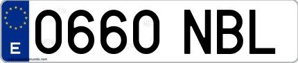 Ejemplo de matrícula española 0660 NBL