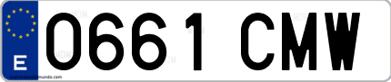 Ejemplo de matrícula de coche ordinaria 0661 CMW