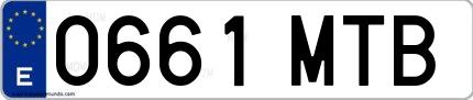 Ejemplo de matrícula española 0661 MTB