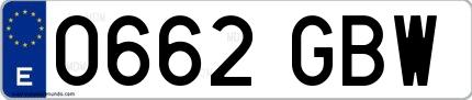 Ejemplo de matrícula española 0662 GBW