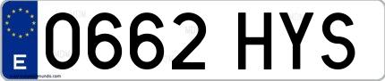 Ejemplo de matrícula española 0662 HYS