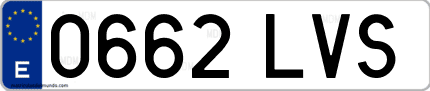 Ejemplo de matrícula de coche ordinaria 0662 LVS