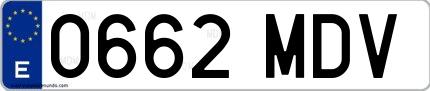 Ejemplo de matrícula española 0662 MDV