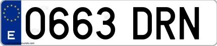 Ejemplo de matrícula española 0663 DRN