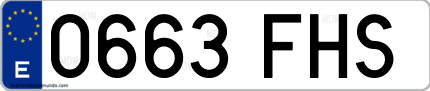 Ejemplo de matrícula de coche ordinaria 0663 FHS
