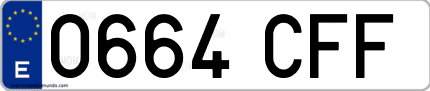 Ejemplo de matrícula de coche ordinaria 0664 CFF
