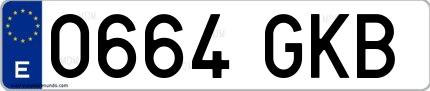 Ejemplo de matrícula española 0664 GKB
