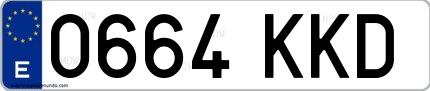 Ejemplo de matrícula española 0664 KKD