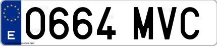Ejemplo de matrícula española 0664 MVC