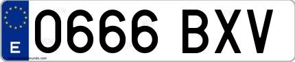 Ejemplo de matrícula española 0666 BXV