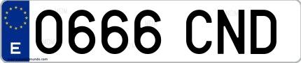 Ejemplo de matrícula española 0666 CND