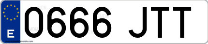 Ejemplo de matrícula de coche ordinaria 0666 JTT