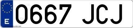 Ejemplo de matrícula española 0667 JCJ