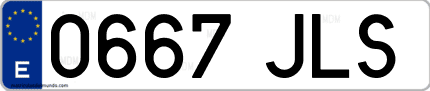 Ejemplo de matrícula de coche ordinaria 0667 JLS