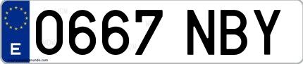 Ejemplo de matrícula española 0667 NBY