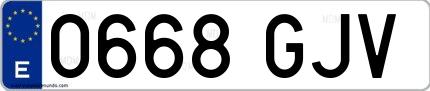 Ejemplo de matrícula española 0668 GJV