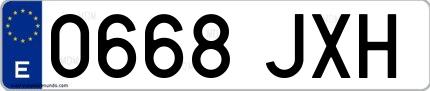Ejemplo de matrícula española 0668 JXH