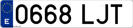 Ejemplo de matrícula de coche ordinaria 0668 LJT