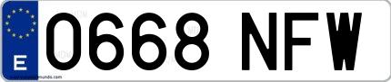 Ejemplo de matrícula española 0668 NFW