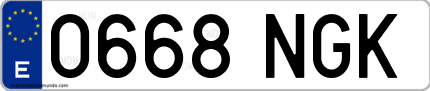 Ejemplo de matrícula de coche ordinaria 0668 NGK