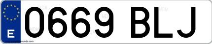 Ejemplo de matrícula española 0669 BLJ