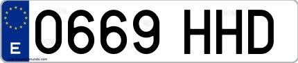 Ejemplo de matrícula española 0669 HHD