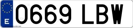 Ejemplo de matrícula española 0669 LBW