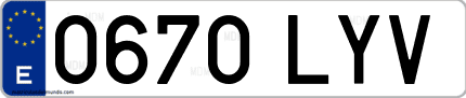 Ejemplo de matrícula de coche ordinaria 0670 LYV