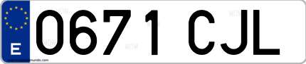 Ejemplo de matrícula de coche ordinaria 0671 CJL