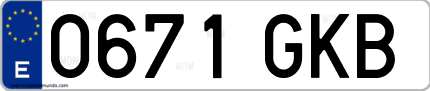 Ejemplo de matrícula de coche ordinaria 0671 GKB
