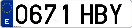 Ejemplo de matrícula de coche ordinaria 0671 HBY