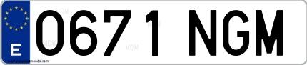 Ejemplo de matrícula española 0671 NGM