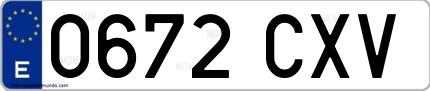 Ejemplo de matrícula española 0672 CXV