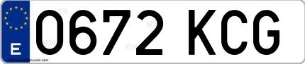 Ejemplo de matrícula española 0672 KCG