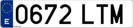 Ejemplo de matrícula de coche ordinaria 0672 LTM