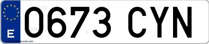 Ejemplo de matrícula española 0673 CYN
