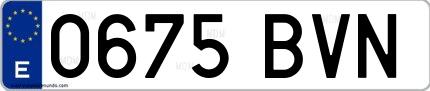 Ejemplo de matrícula española 0675 BVN