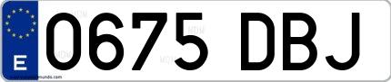 Ejemplo de matrícula española 0675 DBJ
