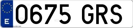 Ejemplo de matrícula española 0675 GRS