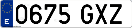 Ejemplo de matrícula de coche ordinaria 0675 GXZ