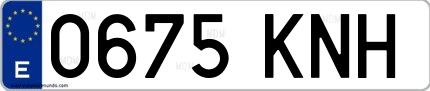 Ejemplo de matrícula española 0675 KNH