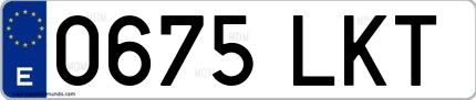 Ejemplo de matrícula española 0675 LKT