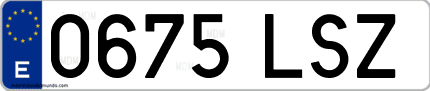 Ejemplo de matrícula de coche ordinaria 0675 LSZ