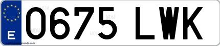 Ejemplo de matrícula española 0675 LWK
